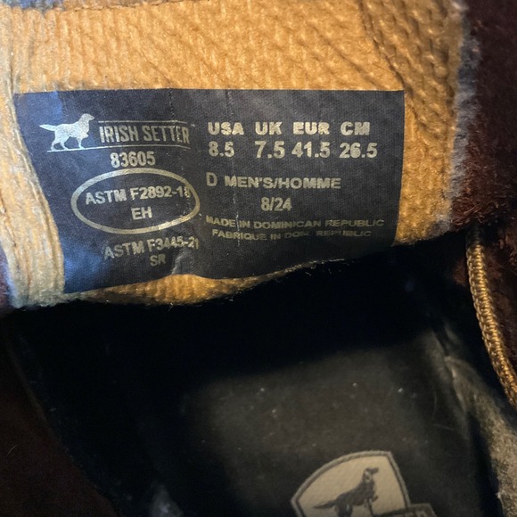 Irish Setter Mens 83605 Brown Leather Moc Toe Work Boots EH Size 8.5 - Picture 5 of 7